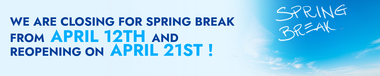 We're closed from April 12th and reopening on April 21st